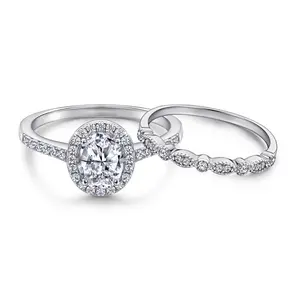 1.5CT Oval Cut Women's Bridal Ring Set, 3 in 1 Hypoallergenic Sparkling Engagement Ring Set Wedding Band For Women