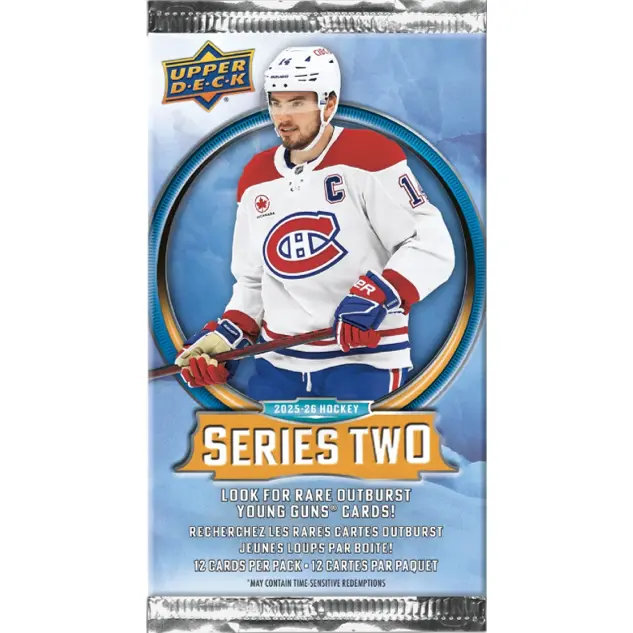 2025-26 Upper Deck Series 2 Hockey Sportscards Retail Pack - 12-Card Trading Card Collectibles