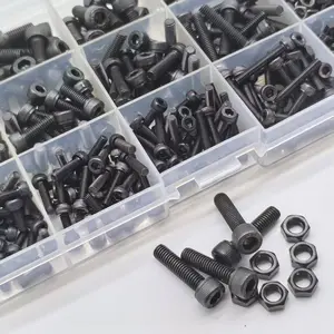500pcs Din912 High Strength Alloy Steel Hex Bolts Nuts Set M3 M4 M5 Oxide Finish, Heavy Duty Bolts, Ideal for Construction 3D Printing Automotive Furniture Hex Cap Screws
