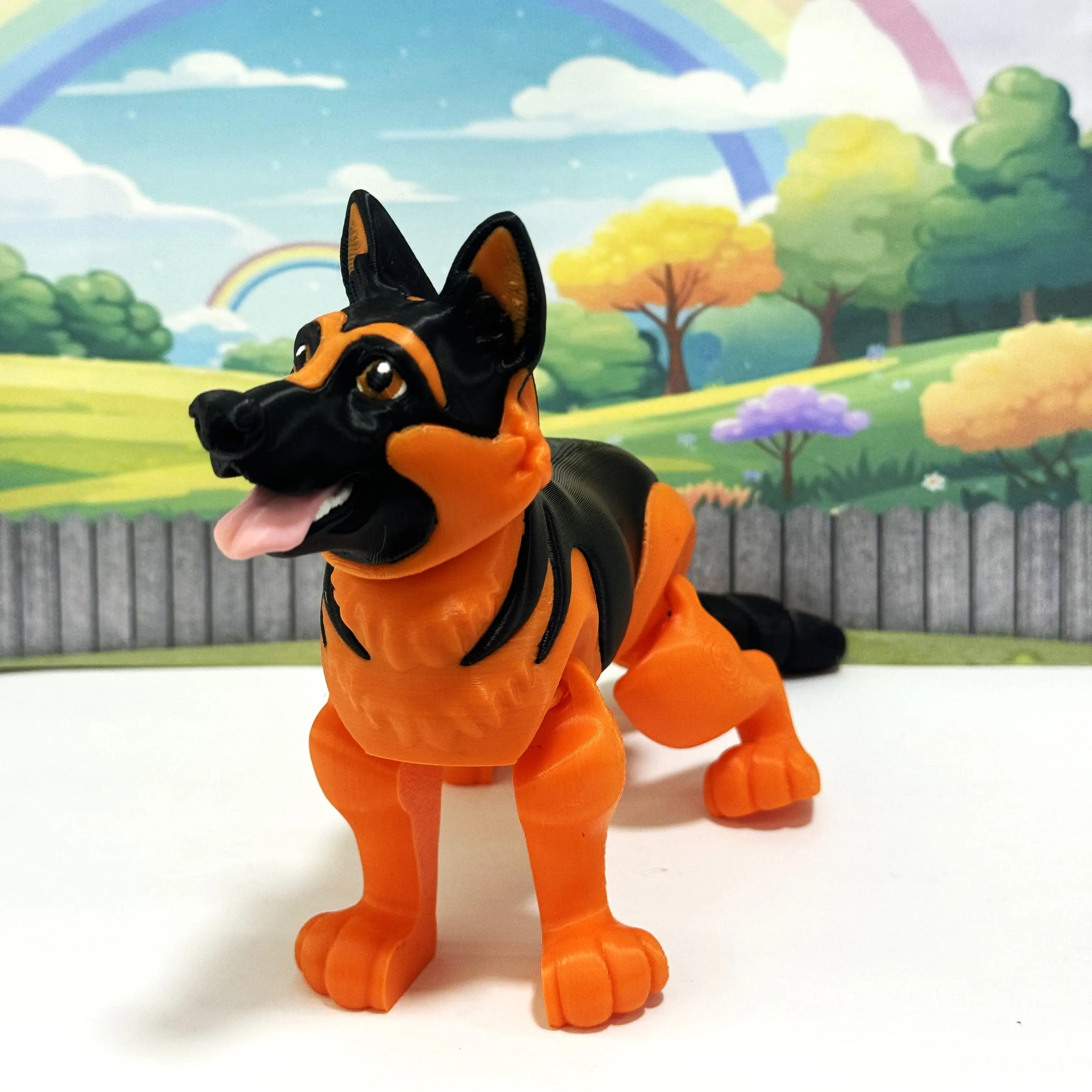 German Shepherd Figurines, 3D Printed Realistic Detailed Plastic Puppy Figures, Movable Joints Dogs Animals Toy Set AD-GS-L