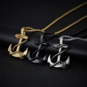 Anchor Necklace - Stainless Steel Pendant Chain - Navy