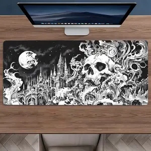 Gothic Skull Large Gaming Mouse Pad,Aesthetic Desktop Drotection Pad,Washable Rubber Pad Non-Slip Lock Edge Multi-Size Mouse Pad Suitable For Home Office,Good Gift for Family and Friends, Desktop Accessory