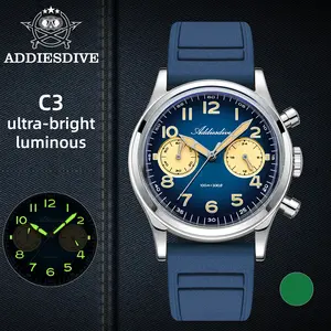 ADDIESDIVE Chronograph Watch Sport Watches for Men- Hybird Movement 38mm Owl Dial 100m Waterproof Luminous Stop Watch Business Casual Watch Men's Gift