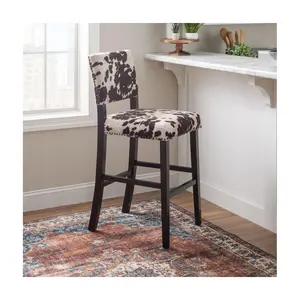 Linon Home Clark Upholstered Nailhead Cow PrintBar Stool