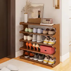 6 Tier Bamboo Shoe Rack for Entryway, Large Capacity Free Standing Shoe Organizer Shelf, Sturdy Wooden Shoe Storage Stand with Wide Top, Space Saving Shoe Cabinet for Small Spaces, Hallway Bedroom Closet Garage, Holds 24+ Pairs Shoes