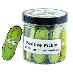 60 sheets Positive Pickle Affirmation Jar, Emotional Support Gift for Coworker, Funny Stress Relief Jar with 60 Unique Quotes, Positive Daily Messages, Cute Affirmation Cards for Women, New Job, Congratulations Gift, Pickle Ornament