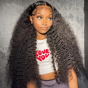 Bling Hair 13x4 13x6 Skinlike HD Lace Frontal Wigs Human Hair Kinky Curly Frontal Wig Brazilian Deep Wave Curly Wigs for Women 180% Density Baby Hair Around