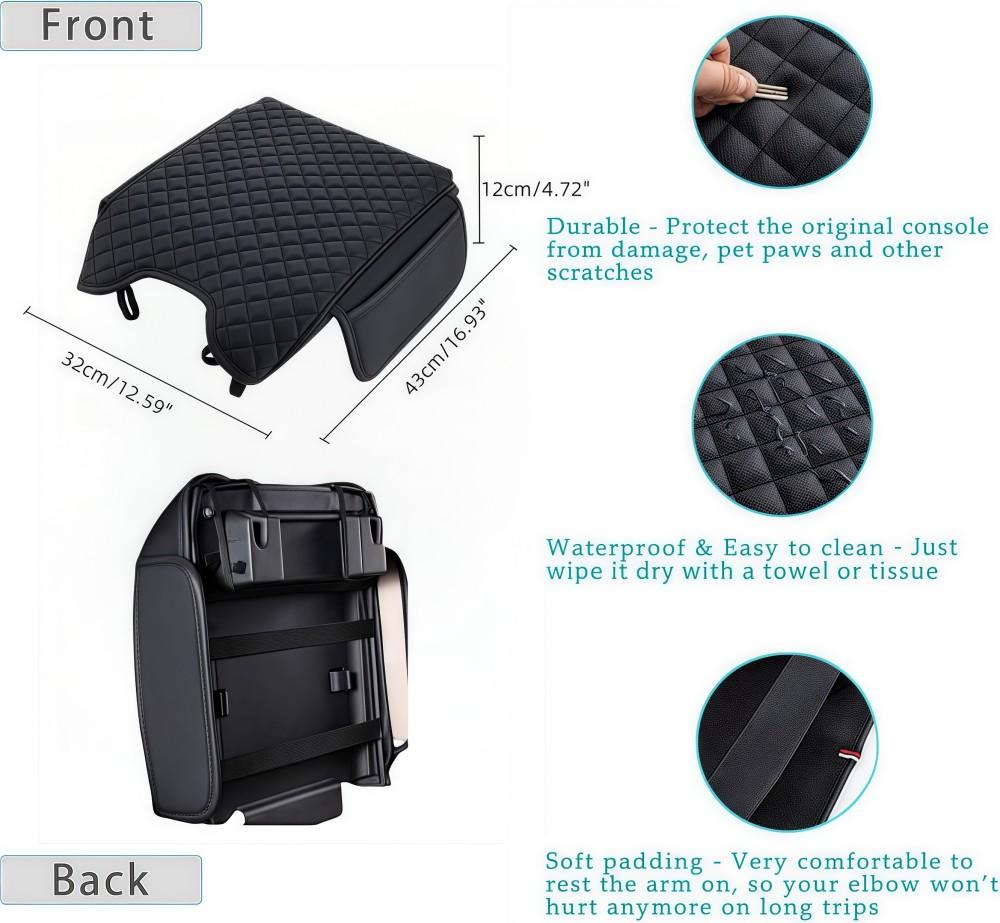 For Ford F150 2015-2020 Center Console Armrest Cover , High-Density Memory Foam & Soft Leather Armrest Pad with Built-in Storage, Anti-Slip Scratch-Resistant Car Interior Decor & Protector for F150 Truck