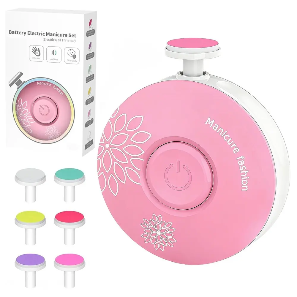 Electric Baby Nail Trimmer, Baby Nail File, Baby Nail Clippers, Nail Cutter, 6 Grinding Heads, Safe and Quiet Baby Nail Care Kit for Newborns, Infants, Toddlers, and Adults; Battery Operated (Batteries Not Included)