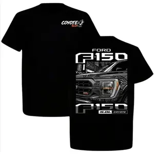 Ford F150 Coyote 5.0 engine graphic t-shirt for truck enthusiasts-men's black pickup truck tee-automotive fan apparel-premium short sleeve cotton shirt with iconic design,Men's Solid Color Crewneck Tee for Gym & Casual