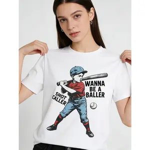 Wanna Be A Baller Shot Caller Tshirt, Retro Baseball Boy Shirt, Baseball Lover Gift, Game Day Shirt, Sport Womenswear Casual Graphic Tee