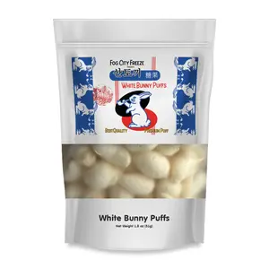 White Bunny Puffs - Freeze Dried White Rabbit Creamy Milk Candy White Bunny Puffs - Freeze Dried White Rabbit Creamy Milk Candy