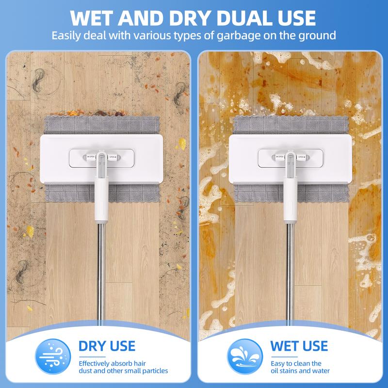 2026 Upgraded Snap Grip Mop Extendable – Contactless Flat Mop for Wet and Dry Cleaning Includes 1 Mop and 6 Microfiber Cloths Locking Head for Floors Walls Corners & Tight Gaps