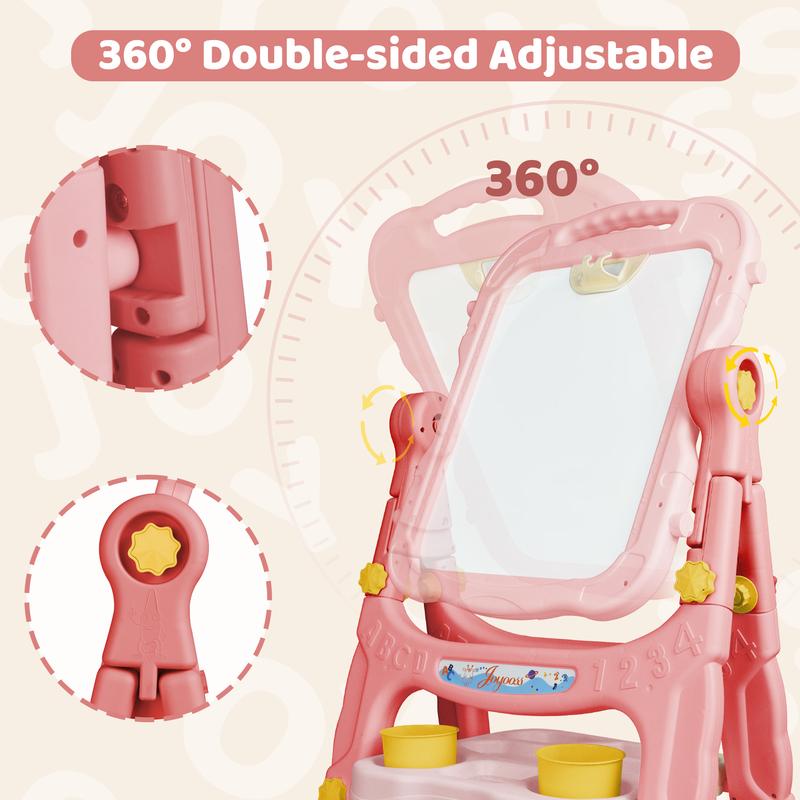 Joyooss Kids Easel, Adjustable Standing Art Easel for Toddler, Double Magnetic Drawing Board with Painting Accessories, Birthday Christmas Gift for Little Boys and Girls, Middle Size Purple Crafts Colorful Play Fun