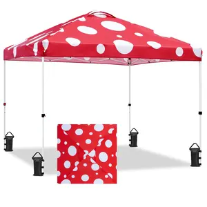 ColorRise Graphics Easy Setup 10x10 Pop Up Canopy Tent (Red Mushroom Top)