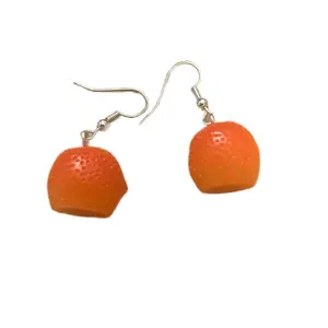 Orange Fruit Earrings - Simple Design with Orange Fruit Shape, Adjustable Metal Earring, Ideal for Everyday Wear