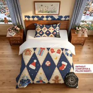 2/3PCS Bedding Set, Christmas Elements Print Duvet Cover Set, Soft Microfiber Bedding with 1 Duvet Cover + 1/2 Pillowcases, No Comforter & Pillow Core Included, Cozy Bedding for Bedroom, Home Decor & Holiday Gifting Occasions