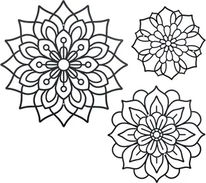 3 Pieces Metal Flowers Wall Decoration,Flower Art Wall Decor Farmhouse Wall Decor (Black style2)
