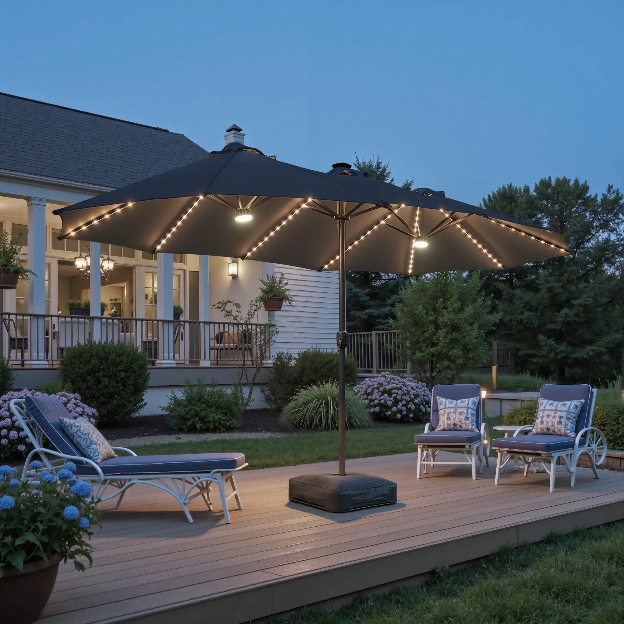 Light Grey With Solar Warm Lights