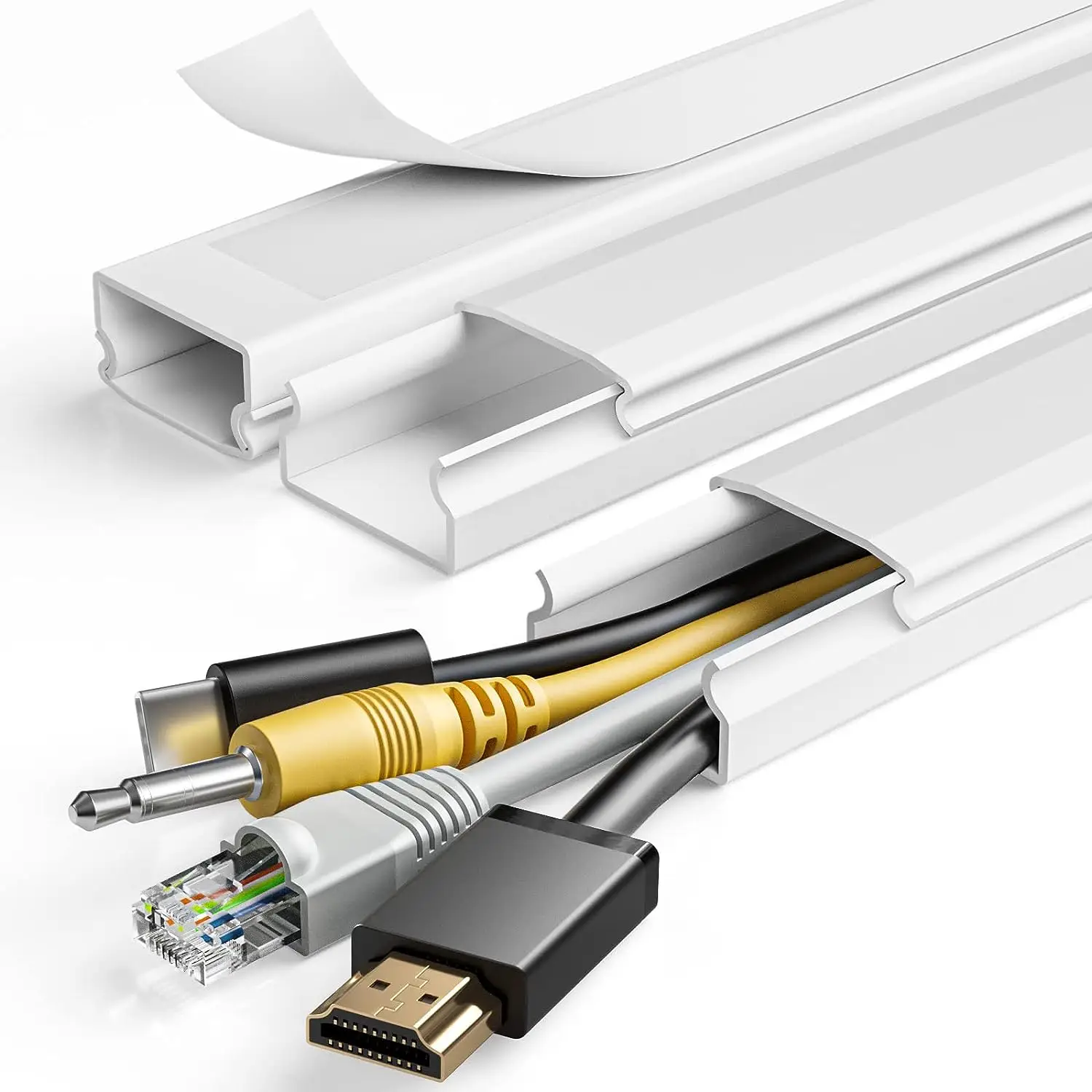 47 Inch Extension Cord Hider, 1 Count Cord Channel Cable Concealer, Extension Cord Cover for Wall, Easy Install Cable Management System for 3-4 Wires,