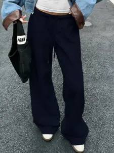 Women's Fashion Palazzo Pants, Vintage Mid-Low Waist Loungewear, Versatile Drape Sportswear, Casual Comfortable Trousers