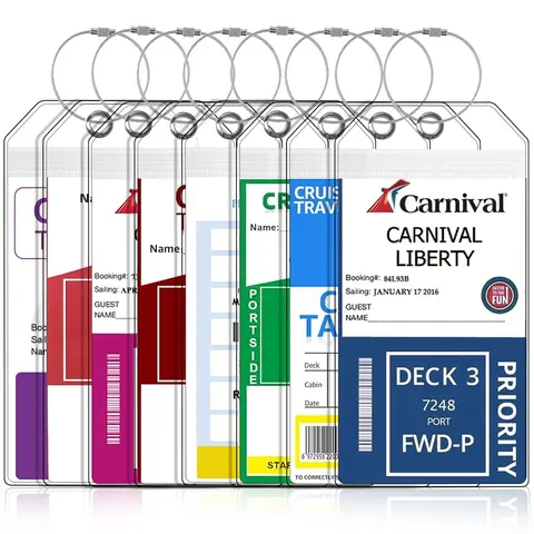 8-Pack Cruise Luggage Tag Holder, Clear Window Design, Durability, Essential for Royal Caribbean & Celebrity Cruises, Perfect for 2026 Cruise Ship Travel Accessories