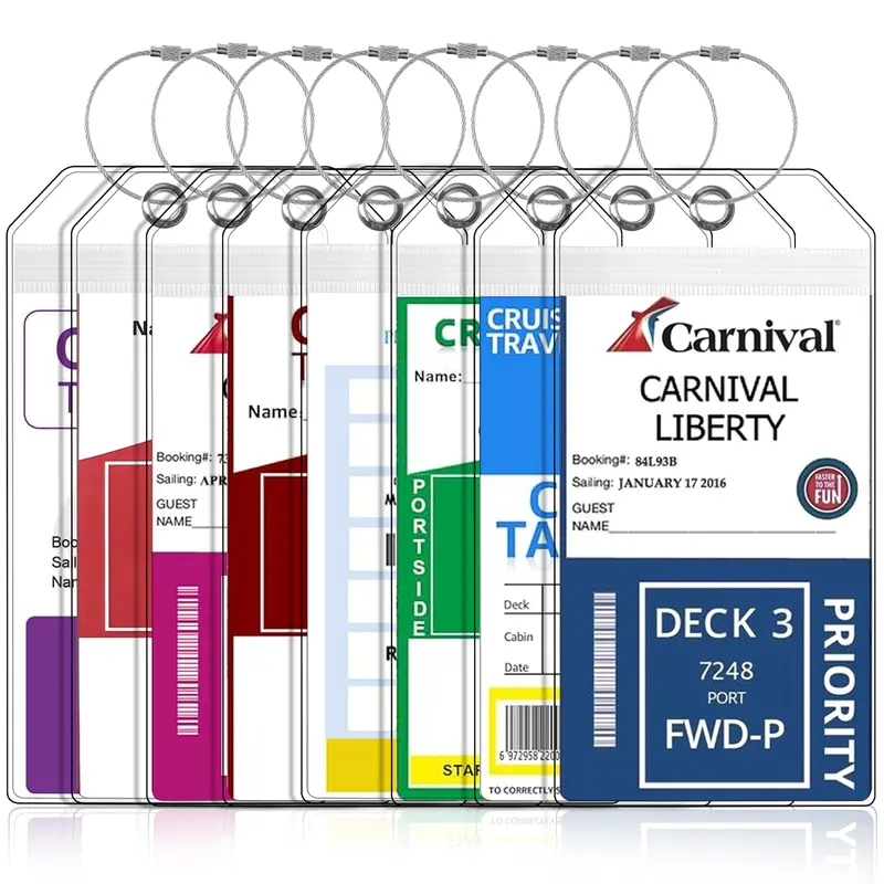 8-Pack Cruise Luggage Tag Holder, Clear Window Design, Durability, Essential for Royal Caribbean & Celebrity Cruises, Perfect for 2026 Cruise Ship Travel Accessories