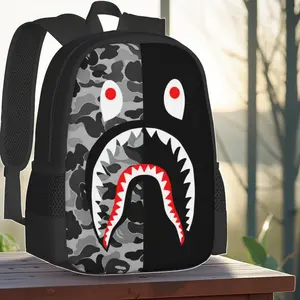 17inch Shark Backpack Green Camouflage 3D Print Laptop Backpack Lightweight Casual Daypack Bookbag