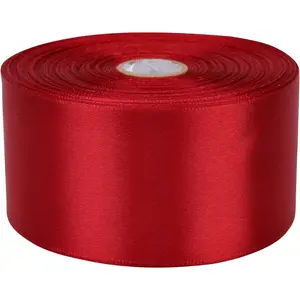 2 inch x 50 Yards  red Single  Satin Ribbon Solid Fabric Ribbon for  Wrapping Floral Bouquets Wedding Birthday Party Decoration Hair Floral Craft Sewing