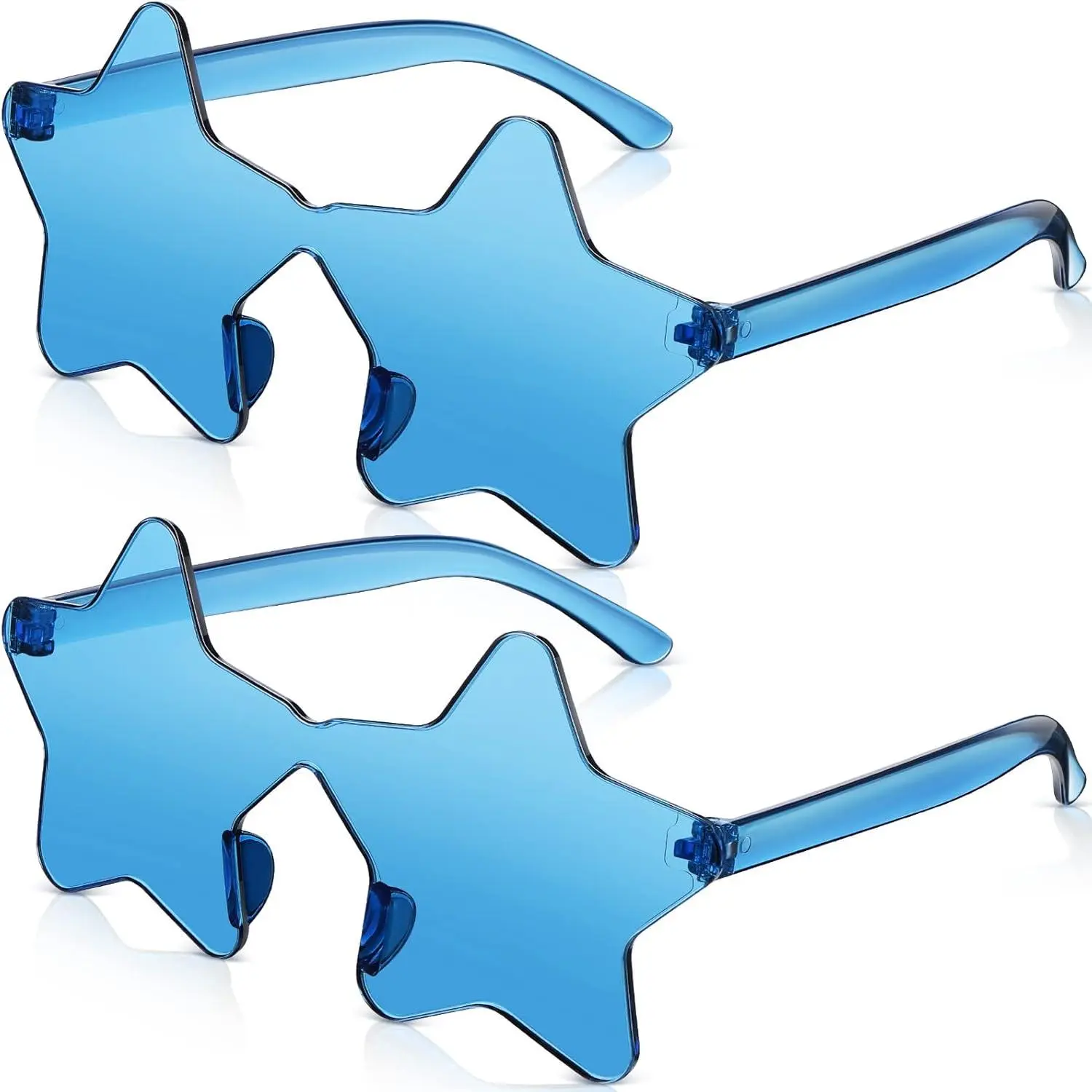 Women's 2-Piece Star-Shaped Rimless Sunglasses Set, Transparent Candy Color Eyewear for Gifting