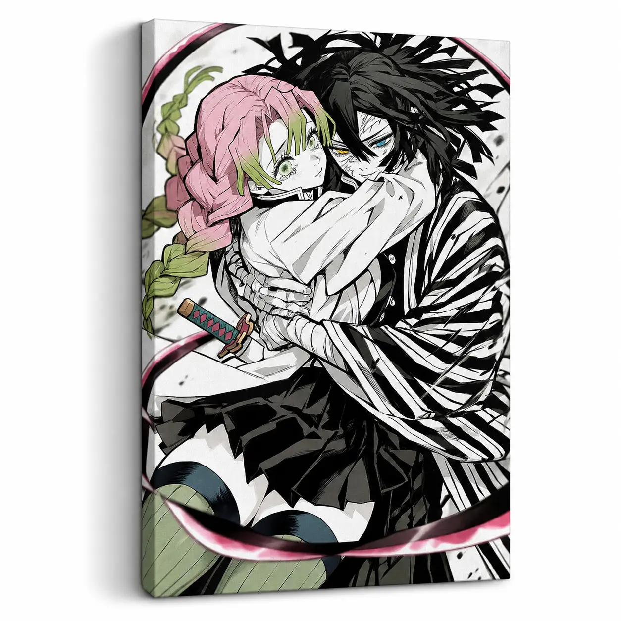 Demon Slayer Obanai x Mitsuri Love Canvas Print Wall Art Poster, Anime Decor for Anime Fans' Home Decor Needs