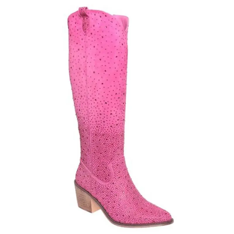 Tall Bling Boots - Fuchsia