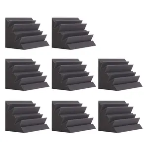 8 Pack - Bass Traps Acoustic Foam Corner, 8''x8''x12'' Black Bass Traps Corner Studio Foam, High Density and Fire-Proof Acoustic Panels Recording Studio Acoustical Treatments