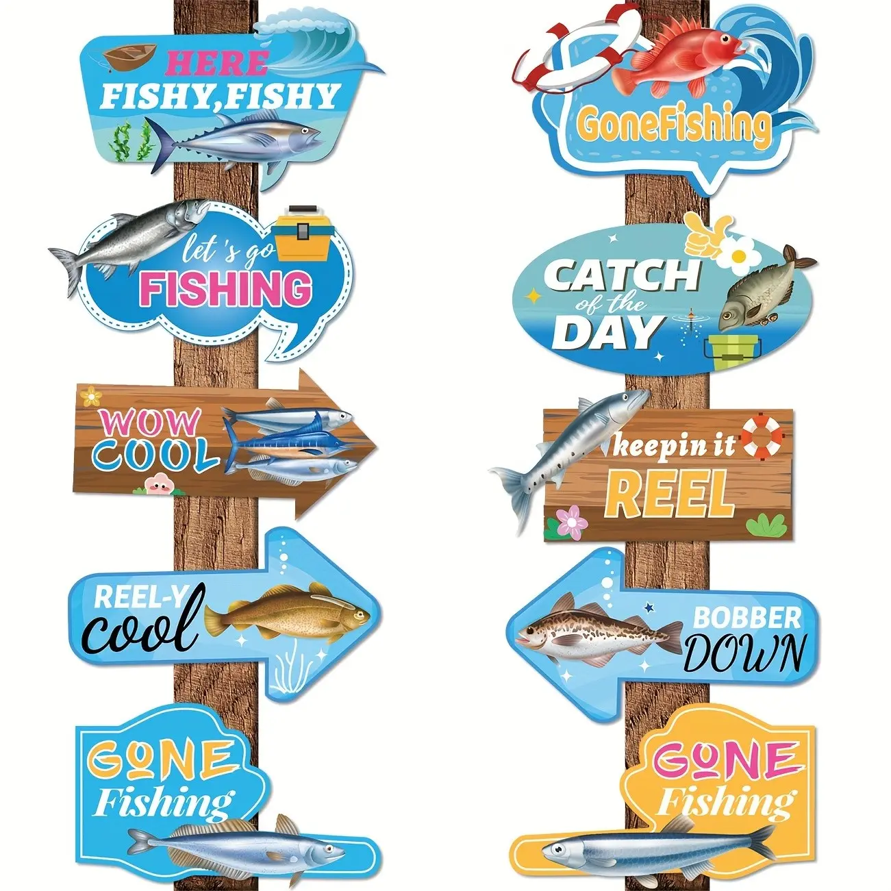 Gone Fishing Party Decorations, Themed Directional Signs, Birthday Party Supplies, Photo Props, Backdrop Decor, Fishing Tournament Decorations, Unique Signage, Engaging Props