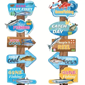 Gone Fishing Party Decorations, Themed Directional Signs, Birthday Party Supplies, Photo Props, Backdrop Decor, Fishing Tournament Decorations