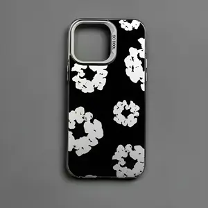 Black Flower Luxury Phone Case For iPhone 11–17 Pro Max| Matte Anti-Fall Cover| Minimal Aesthetic , Shockproof Protection