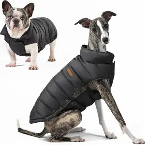 SPACE LION Quilted Down Jacket for Dogs Black Puffer Vest with Adjustable Collar for Cold Weather Protection Quilted Design for Added Warmth