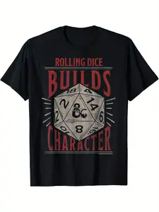Dungeons & Dragons Rolling Dice Graphic Tee, Comfortable and Loose Fit, Suitable for Casual Daily Use