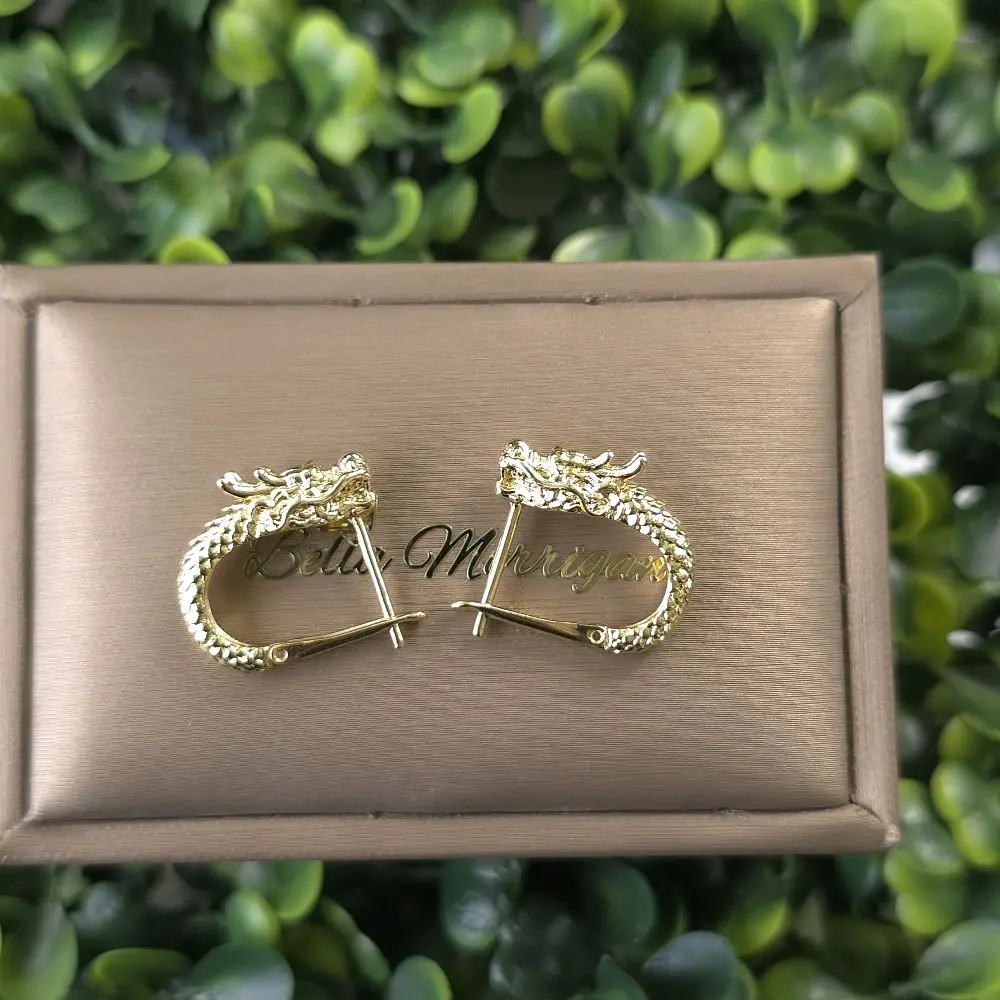 Dragon Hoop Earrings -14k Gold Plated