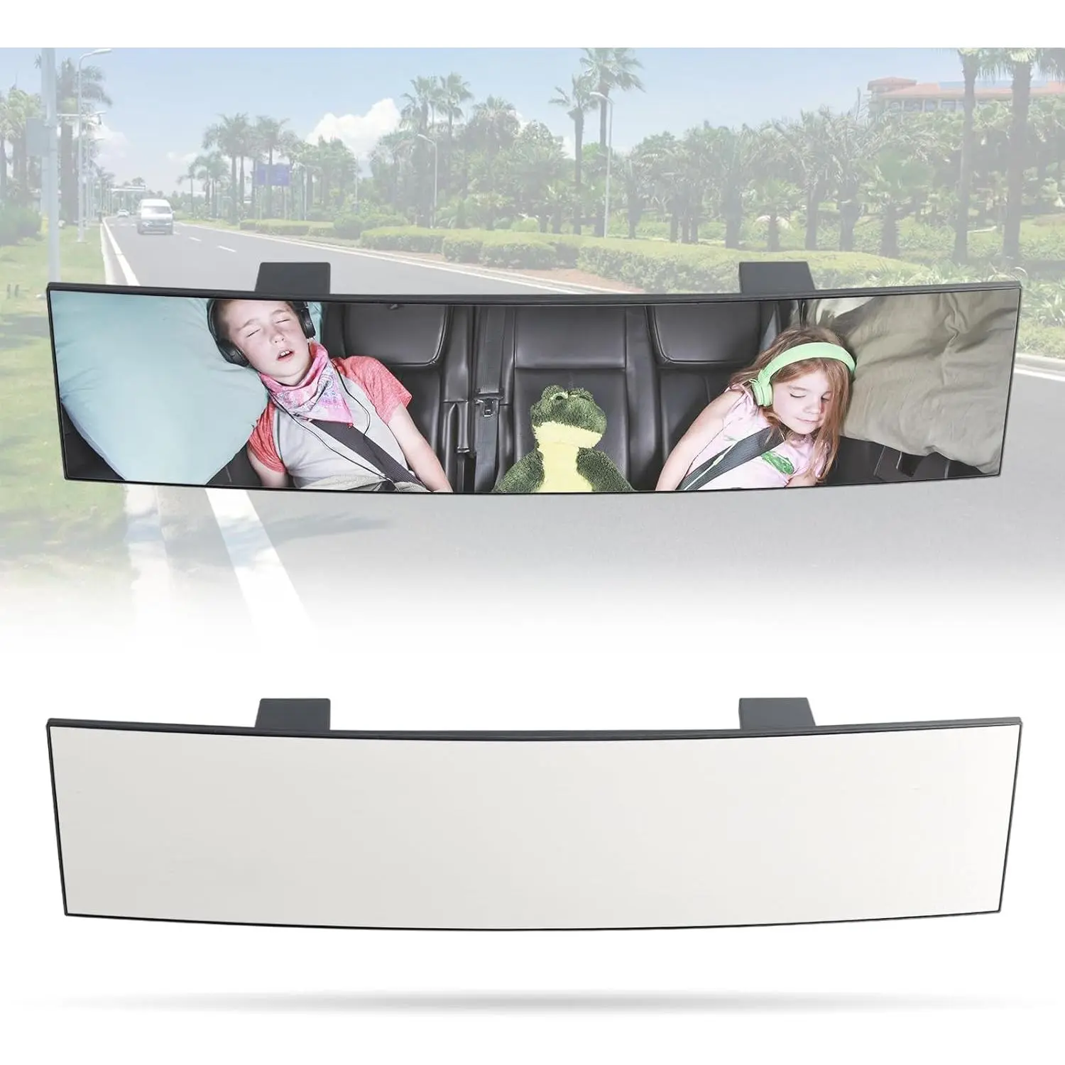 Rear View Mirror for Car,11.8" Convex Panoramic Wide Angel View Mirrors Extender,Chrome Tint Anti Glare,Universal Clip on Interior Rearview Mirror for Truck Car and SUV (Chrome)