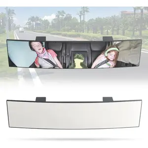 Rear View Mirror for Car,11.8" Convex Panoramic Wide Angel View Mirrors Extender,Chrome Tint Anti Glare,Universal Clip on Interior Rearview Mirror for Truck Car and SUV (Chrome)