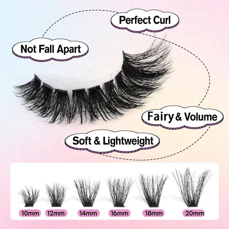 2026 new 4 in 1 Eyelash Extensions Kit with Bond Seal Tweezers Brush for DIY Asian Doll Lash Clusters Professional Eye Makeup Tools for Women Girls Set Flawless Cosmetic Set