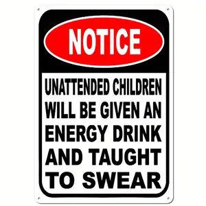 Vintage Funny Unattended Children Metal Sign, Indoor-Outdoor Home Decor, Ideal for Home Bars, Man Caves