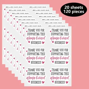 Thank You for Supporting This Business Sticker, 120pcs/20 Sheets Cute Cartoon Gift Wrapping Sticker, Gift Packaging Sticker for Small Business