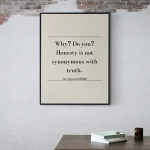 Dopamine Decor 2025-The Departed Famous Movie Quote Print, Honesty is Not Truth, Film Saying print-Unframed Canvas Poster Room Gifts Colorful Ornaments Decoration Wall