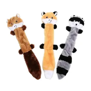 PetTag Durable Squeaky Plush Fox Dog Toy No Stuffing Interactive Teeth Cleaning Pet Toys 46CM Length 36g Weight for Small Medium Large Breeds Orange Fox Design Animal Print