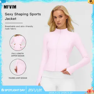 Women's Solid Zip-Up High Neck Sports Crop Jacket by MFVIM - Quick-Dry Long Sleeve Zip-Front Outerwear for Yoga, Gym, Tennis & Pickleball, All-Season Ladies' Athletic Apparel