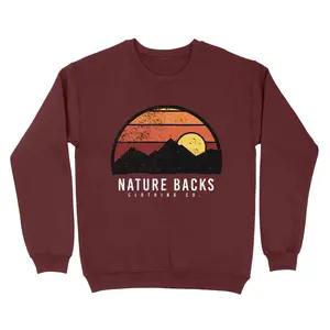 Nature Backs Dusk Crewneck Maroon, Red, Soft, Sweatshirt
