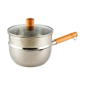 Yanosaku Japanese Hammered Stainless Steel Snow Pan 20cm - Versatile Saucepan for Single Servings, Steaming & Boiling - Gas & Induction Compatible