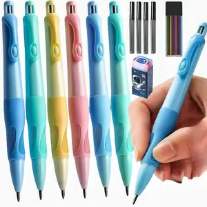 Handwriting thick mechanical pencils with grip 2.0MM HB Pencil for kids with 14 leads 6 pack
